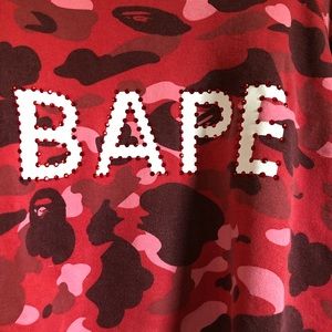OG A Bathing Ape Red Swarovski Camo Crewneck